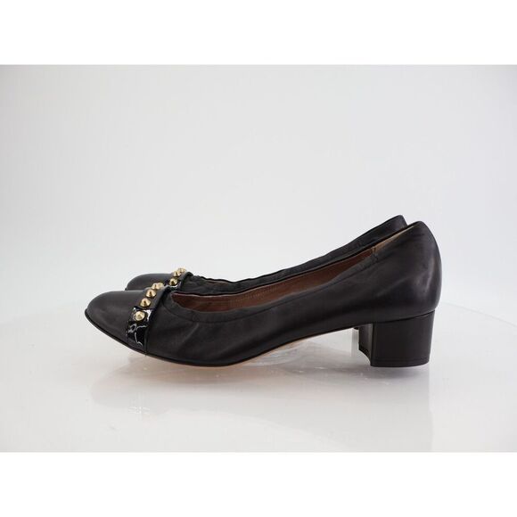 AGL Studded Leather Pump Block Heel Pointed Toe Size 42 12 Slip On Shoes Career - Picture 5 of 13